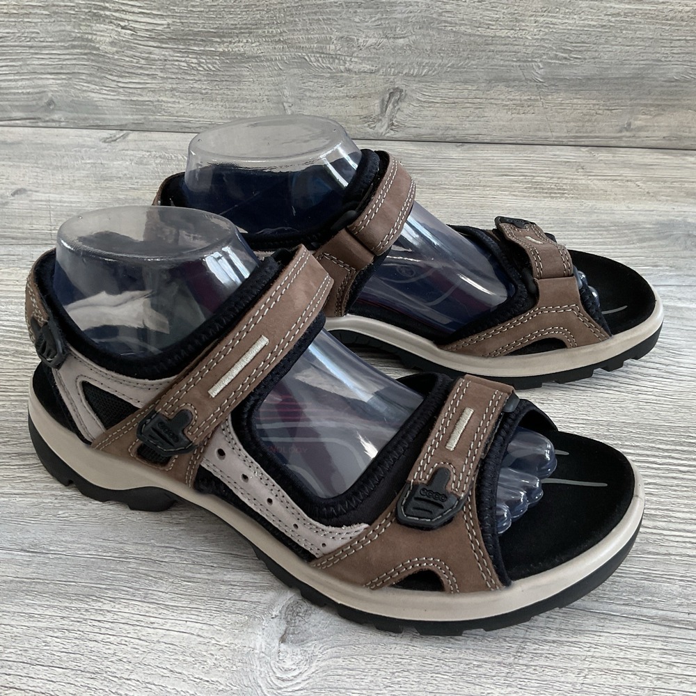 Ecco Yucatan Active Outdoor Sandals Women Size 40 US 9-9.5 Beige Tan Black